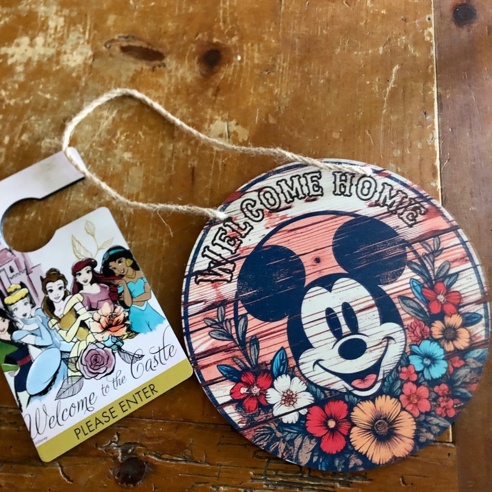 Disney Princess Door Hanger and Mickey Mouse Welcome Hone Sign